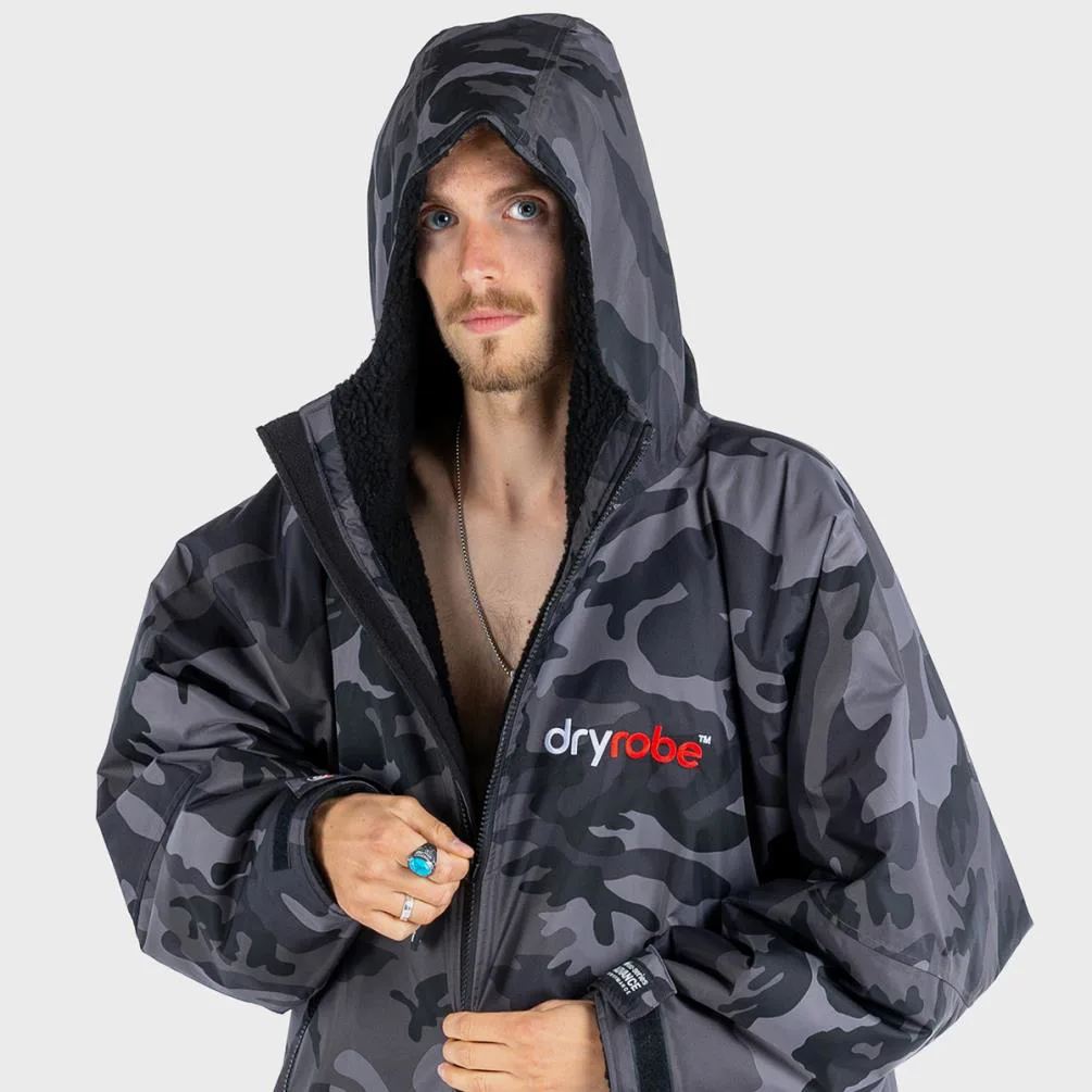 dryrobe Advance Long Sleeve Changing Robe - Black Camo / Black Extra Image 1